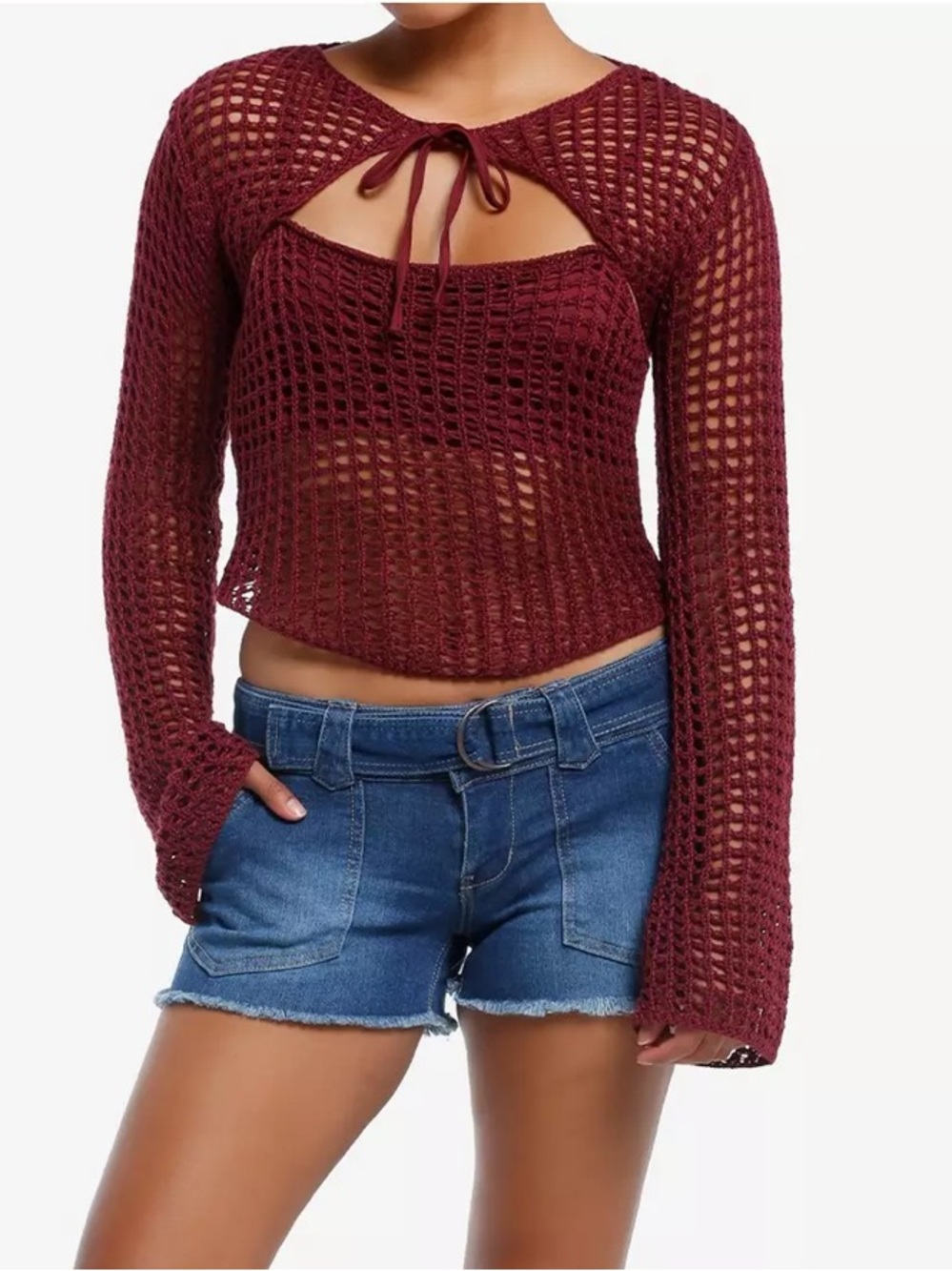 Daisy Street Burgundy Knit Girls Cami Bolero